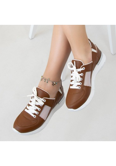 Kahverengi Fileli Ortopedik Spor Sandalet Kahverengi