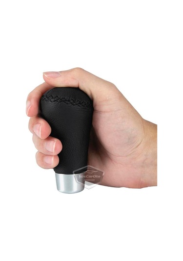 Üniversal Siyah Dikişli Deri Spor Görünümlü Vites Topuzu Aparatlı Manuel Vites Kolu 00 Şüscaroto Aksesuar