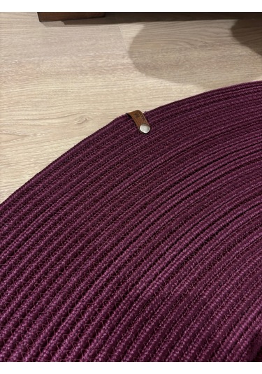 Jüt Yuvarlak Hasır Görünümlü Klasik Halı Kilim Mürdüm