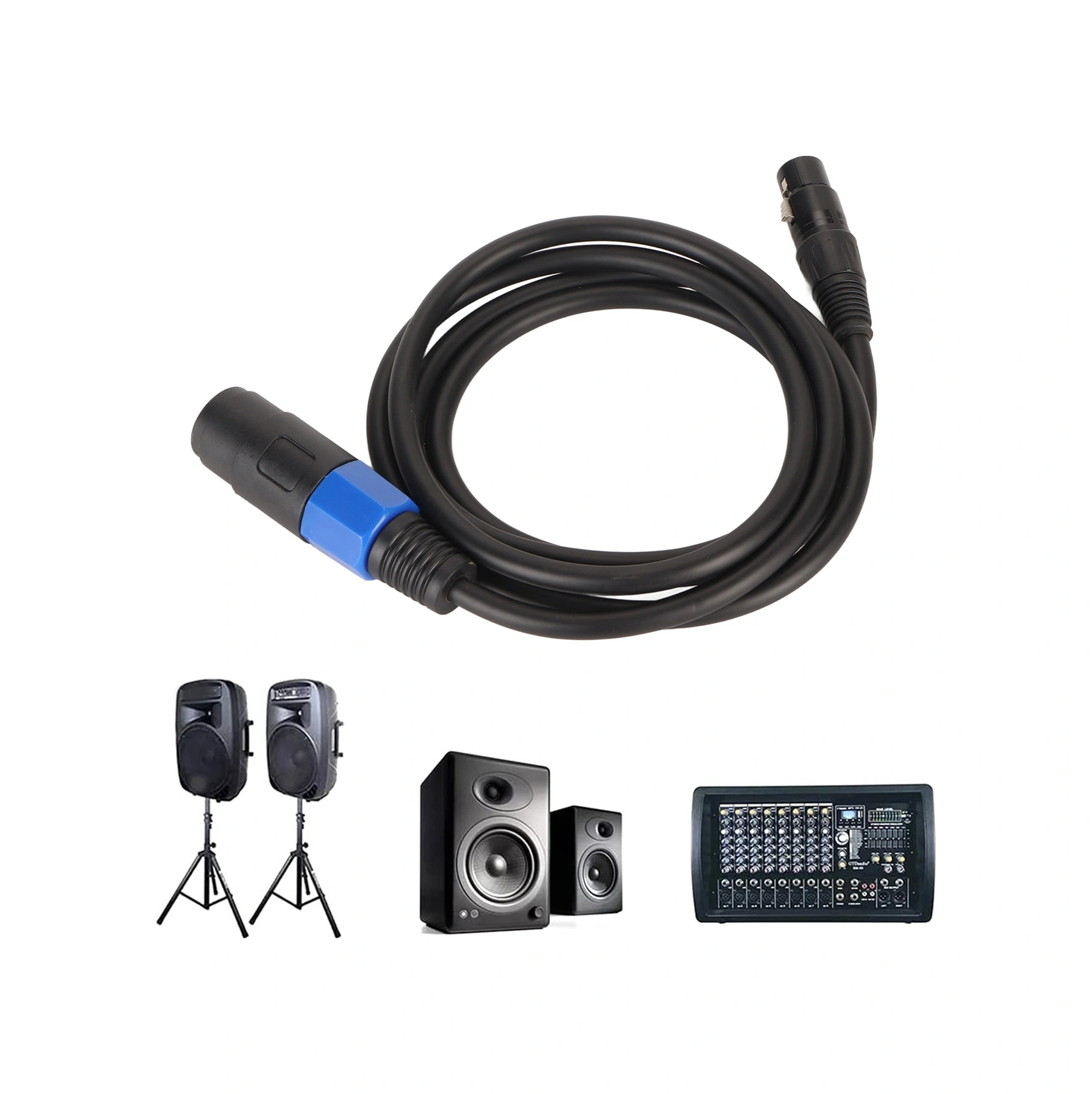 Vkemall Profesyonel Speaker Kablosu: Speakon Dişi - Xlr Dişi, 1.8m Uzunluk, Dj/stage/pa Sistemi, Hifi Ses Aktarımı