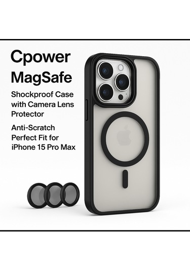 İphone 15 Pro Max Kılıfı, Kaliteli Kamera Lens Koruyucu Dahil, Magsafe Uyumlu Darbe Dayanaklı, 3 Renk Siyah