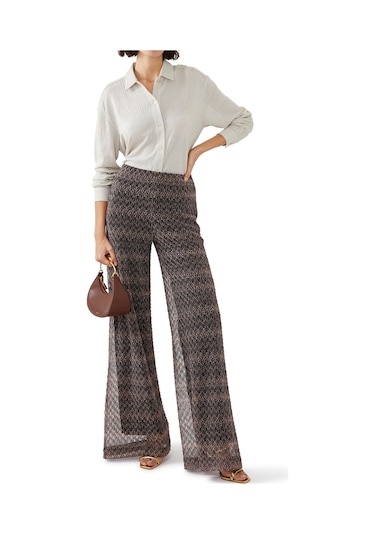 Missoni Dantelli Geniş Paça Pantolon Altın Çok Renkli