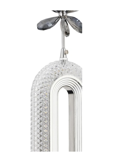 Led Alfa Tekli Gümüş 3 Renk Ledli Kristal Taşlı Modern Led Avize Krom