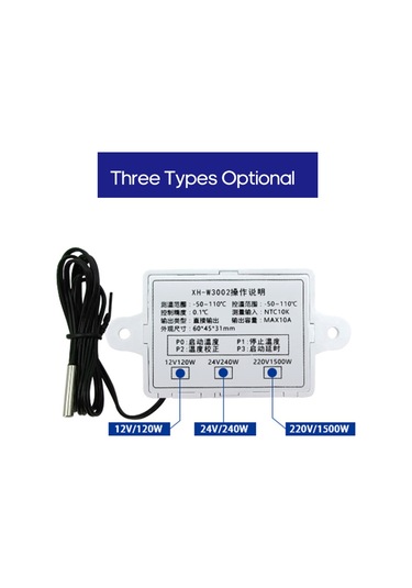Suofeng Xh-w3002 Akıllı Led Ekranlı Dijital Mikrobilgisayar Sıcaklık Kontrol Cihazı, Suya Dayanıklı Sensör Prob İle Geniş Sıcaklık Aralığı