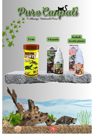 Kaplumbağa Yem + Vitamin + Kabuk Bakım Seti Turtle Mix