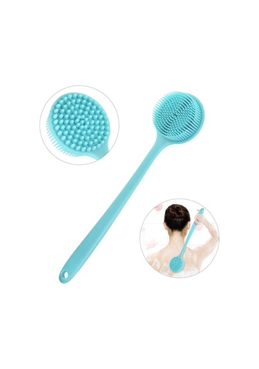 Lebıhmurah Bf1397 Yumuşak Kıllı Duş İçin Uzun Saplı Silikon Banyo Vücut Fırçası-mavi