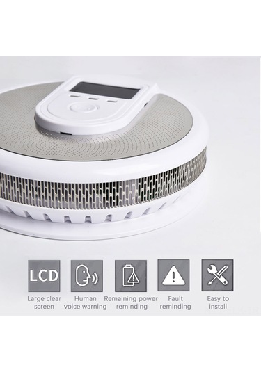 Xindoker Akıllı Karbon Monoksit Ve Duman Alarmı, İnsan Sesli Uyarı, Lcd Ekranlı, 3xaa Pil Pil Yok , Kolay Kurulum, Ev Güvenliği Algılayıcı