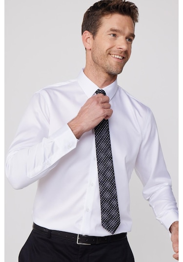 Tudors Slim Fit Non Iron Beyaz Erkek Gömlek-29751-beyaz Beyaz