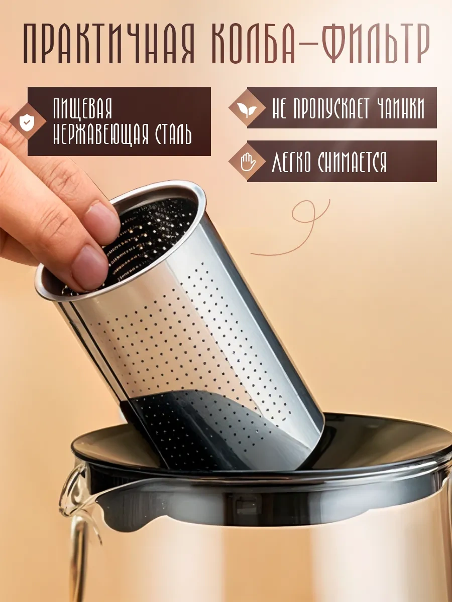 Mallony Cam Demlikli İnfüzörlü Çaydanlık 1500 Ml 415229823 Beyaz