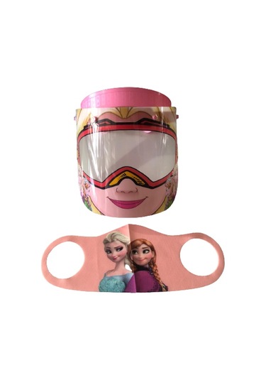 Gürbey Elsa Baskılı Çocuk Siperlik + Elsa Desenli Çocuk Maske