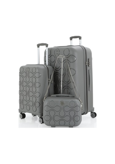 Mçs Polipropilen 3lü Valiz Seti Büyük & Kabin & Makyaj V376 S23sy1000053-set 00006 Gri