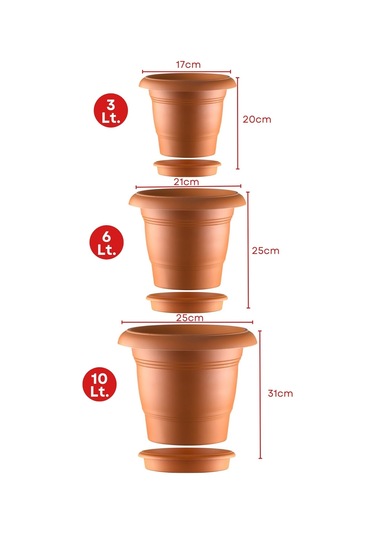 Nandy Home 3'lü Antik Model Saksı Seti