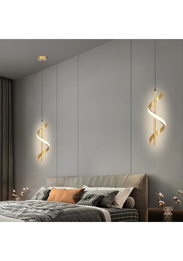 Symbee Gümüş Renkli Spiral Avize - Modern Mutfak/otel Dekorasyon Aydınlatma - 3 Işık Modu Beyaz/sıcak/neutral Altın