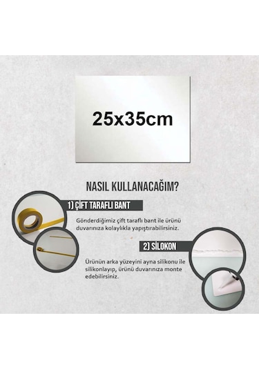 Decorıta Ayna - 4'Lü Takım Dikdörtgen Ayna - 25Cm X 35Cm Çok Renkli