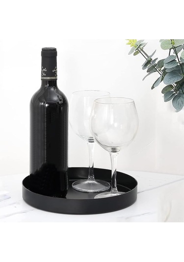 Yunboo Kara Metal Yuvarlak Mum Tepsisi - Modern Köy Stili Ev Dekorasyonu Masa Süsleme Tabağı 7.8 İnç