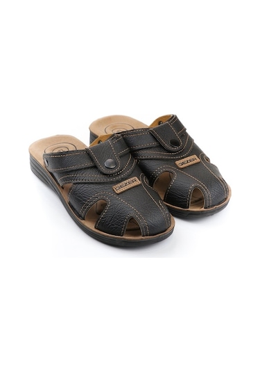 Gezer Yazlık Erkek Çıtçıtlı Ayarlanabilir Terlik-Sandalet (554653081) Siyah