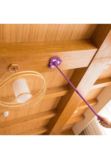 Mor 180 Derece Dönebilen Ayarlanabilir Üçgen Temizlik Paspas Ev Duvar Tavan Zemin Temizleme Paspas 2