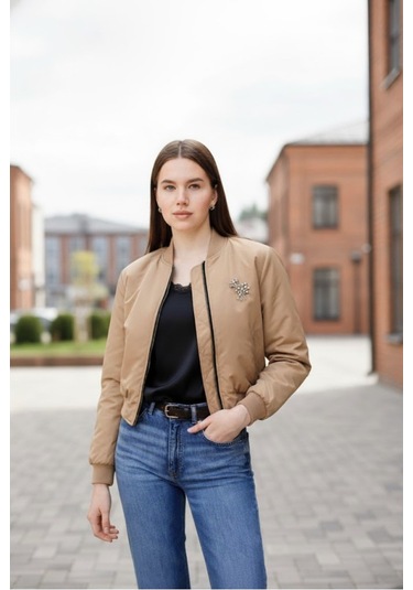 Kadın Premium Bomber Ceket Bej
