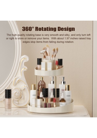Teltree 360 Döner 2 Katlı Makup Organizatörü - Banyo Ve Tuvalet Düzenleyici Şeffaf
