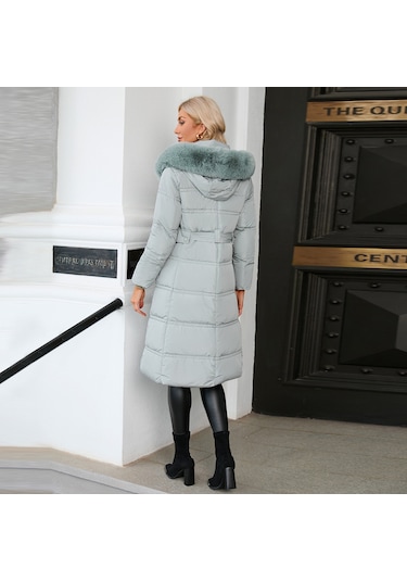 Sımıcg Kadın Uzun Fermuarlı Pamuklu Mont Mavi Açık Mavi