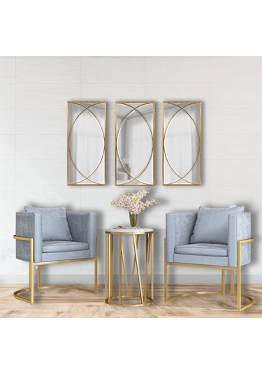 Marla Gold Metal Ayna Set 3'lü