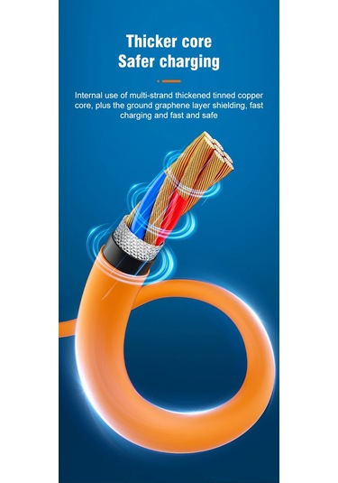 120w4 İn 1 Çok Fonksiyonlu Cep Telefonu Veri Kablosu Pd Hızlı Şarj Kablosu Şarj Turuncu 2m
