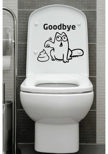Goodbye Tasarımlı Klozet Kapağı Banyo Wc Sticker 30x25 Cm