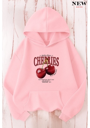 Cherries Baskılı Sweatshirt Pembe