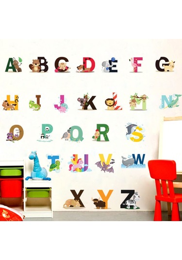 Yaozixia Alfabe Şekilli Duvar Çıkartmaları Kendin Yap Harf Temalı Erkek Çocuk Odası Duvar Çıkartmaları Çıkarılabilir Vinil Duvar Sanatı Dekoru Ev Anaokulu Kreş Dekorasyonları Çok Renkli