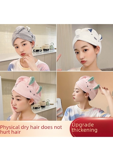 Yaozixa Kareli Kadife Tavşan Kulaklı Kalınleştirilmiş Saç Kurutma Şapka - Suyu Çeken Banyo Havlusu Beyaz, 70x140 Cm Diğer