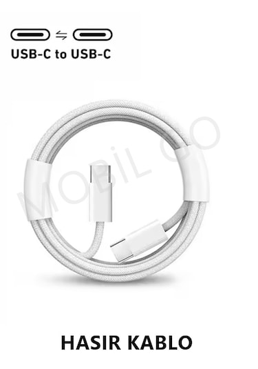 İphone 15-16-17 Pro Max Plus Uyumlu Type-c Hasır Yeni Nesil Hızlı Şarj Kablosu -