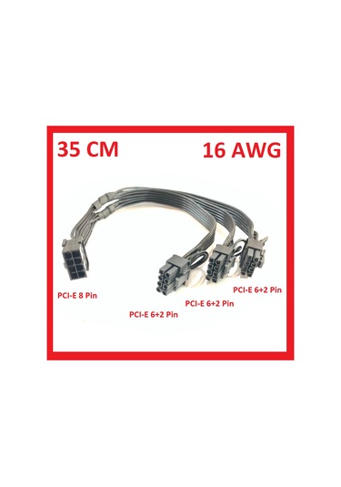 8 Pin 3 Port Erkek Ekran Kartı Güç Çoklayıcı Kablo Pcı-e Molex Dönüştürücü Kablo 16awg