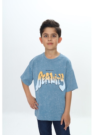 Toontoy Erkek Çocuk Reality Baskılı Tişört Mavi