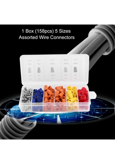 Yaozixa 158 Adet Otomobil Teli Bağlayıcı Seti Gri 40, Mavi 40, Turuncu 50, Sarı 18, Kırmızı 10 - Araç Elektrik Bağlantıları İçin Dayanıklı Plastik Kutulu Fırca Tipi Bağlayıcılar