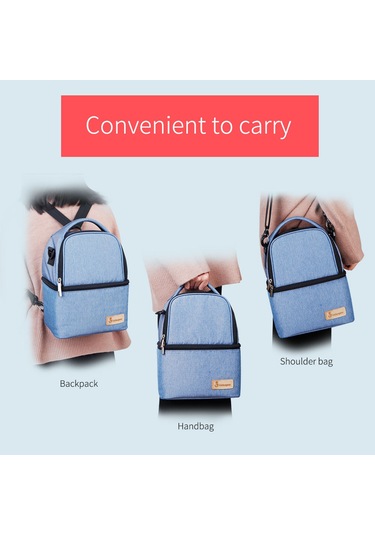 Moveevo Termal Anne Sütü Soğutucu & Elektrikli Pompa 2 Bölmeli Biberon + Yemek Çantası Pratik İş Kullanımı Açık Gri