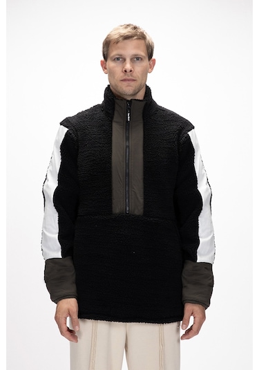 Bomb Si Yah Yarım Fermuarlı Erkek Polar Siyah