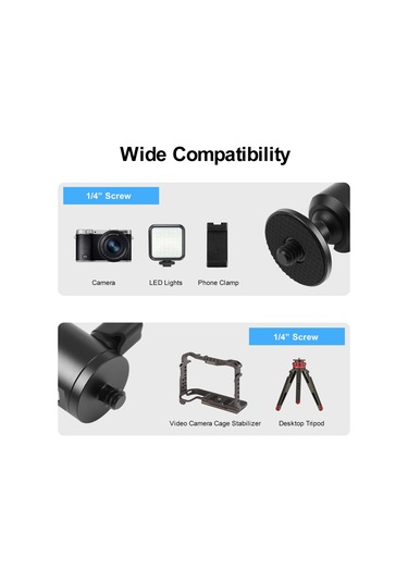 Sones Puluz 1/4 İnç Dış Vida Metal Tripod Topuz Başlı Adaptör Düğme Kilidi Siyah