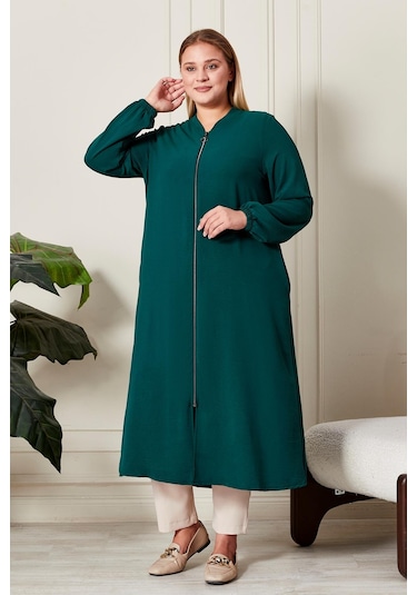 Kadin Buyuk Beden Tesettur Mevsimlik Giy Çık Kap Haki