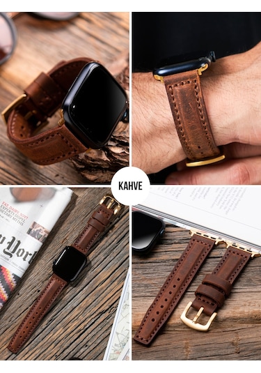Apple Uyumlu Watch 42 44 45 49 Mm Ultra Deri Kordon Crazy