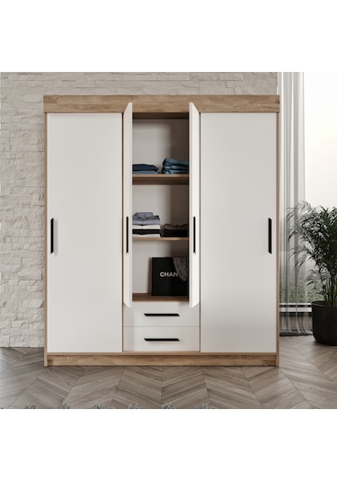 Afilli Ildır Sürgülü 2 Çekmeceli Kapaklı Dolap Flora Mdf