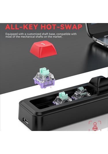 Mkespn 4-buton Makro Programlanabilir Mekanik Oyun Klavyesi Çift Usb-c Portlu Isı Değiştirilebilir Rgb Alt Işık 816b Beyaz