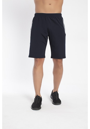 CROZWİSE 3192-01 Astarsız Dalgıç Kumaş Training Erkek Spor Şort Beyaz - Lacivert