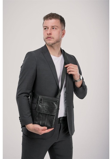 Ççs 31618 Hakiki Deri Askılı Çanta Siyah