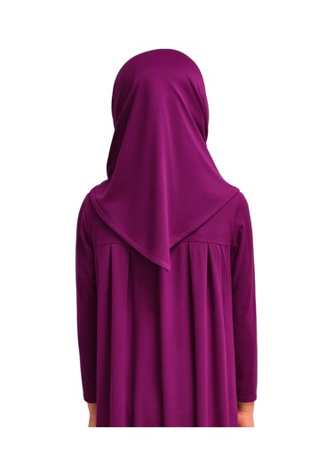 Penye Kendinden Başörtülü Çocuk Namaz Elbisesi Mor/ 6-7-8 Yaş Mor