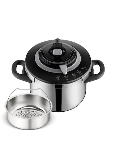 Tefal P4550731 Clipso+ Chef 4 Pişirme Programlı 6 Litre Düdüklü Siyah