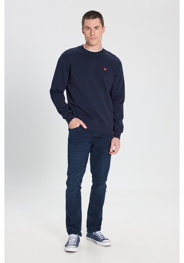 Regular Fit Normal Kesim Bisiklet Yaka Lacivert Sweatshirt W242726410 Navy