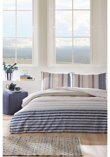 Floretta Jute Line Tek Kişilik Nevresim Takımı Krem