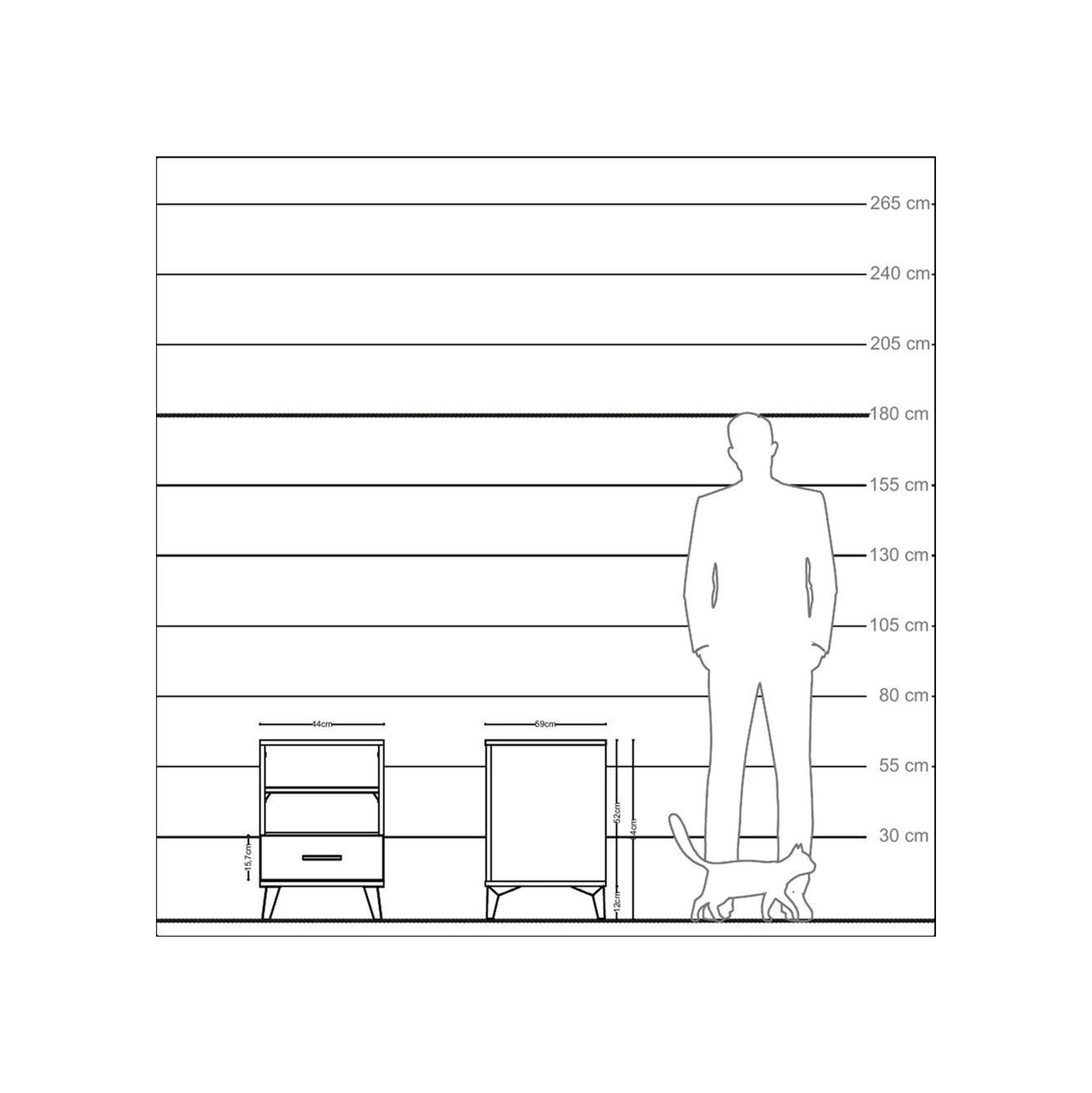 Kronos Komodin 2 Raflı Tek Çekmeceli 44x59x64 Aytaşı-çam Aytaşı