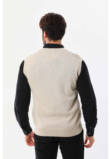 Günay Erkek V Yaka Yün Süveter 1000 Bej