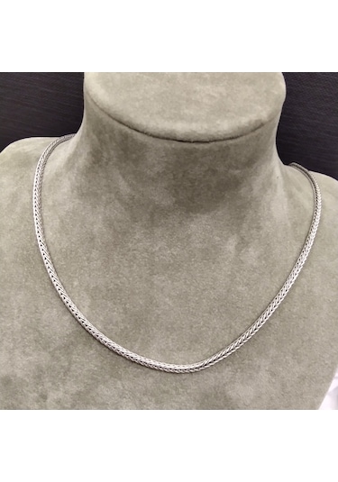 925 Ayar Gümüş Balık Sırtı Model Erkek Kolyesi-şık Tasarım-65cm/2mm Gümüş